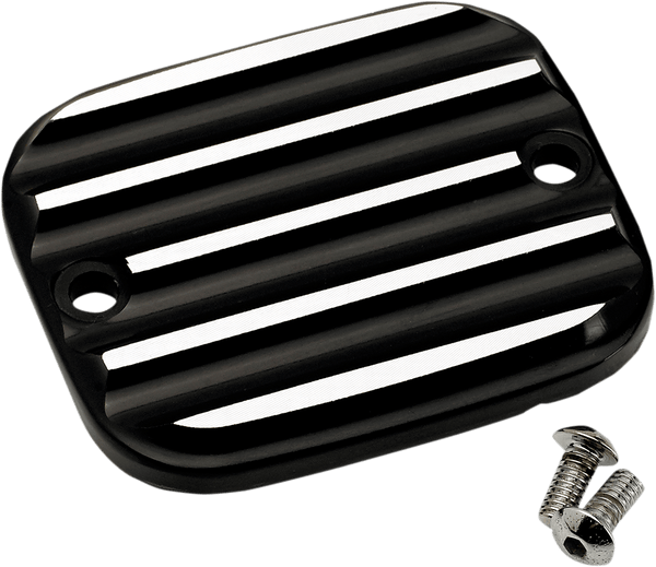 Joker Machine 951019-2 Front Master Cylinder Cover - Finned - Black Anodized/Silver - sxspowersports