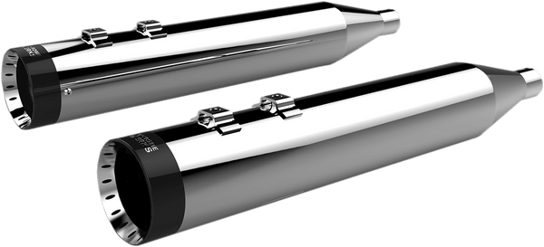 Khrome Werks 202795 4.50in. HP-Plus Slip-Ons - Chrome with Black Turbine Billet End Caps - sxspowersports