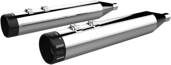 Khrome Werks 202795 4.50in. HP-Plus Slip-Ons - Chrome with Black Turbine Billet End Caps - sxspowersports