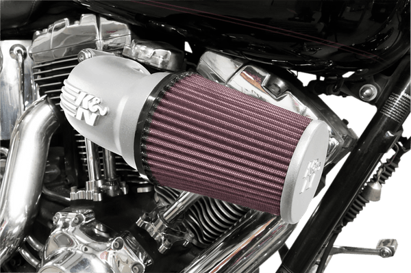 K&N Engineering 57-1134S Aircharger Intake System with Cast Aluminum Intake Tubes - Satin Silver - sxspowersports