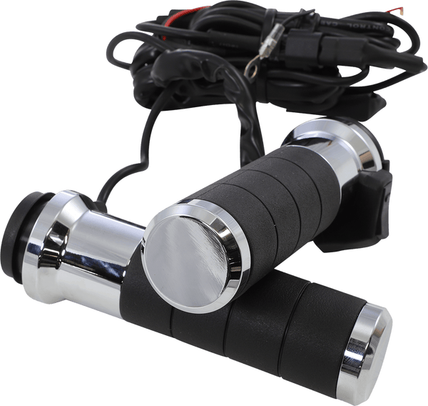 KOSO AX068M00 KOSO Titan-X Heated Grips Chrome Electric Throttle - sxspowersports