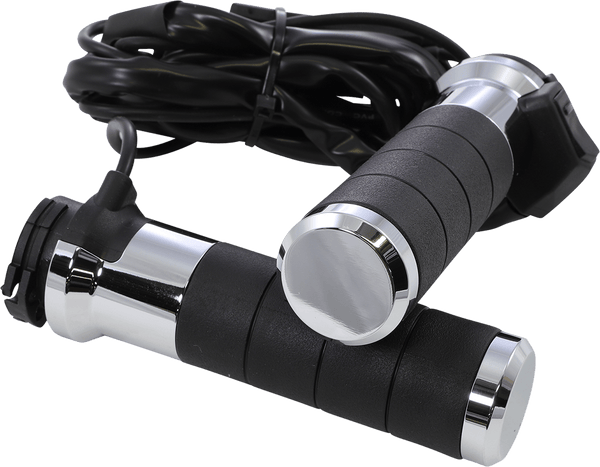 KOSO AX068M10 KOSO Titan-X Heated Grips Chrome Cable Throttle - sxspowersports