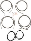 LA Choppers LA-8055KT3-19M Complete Handlebar Cable/Brake & Clutch Line/Wire Kit - Midnight Braided - sxspowersports