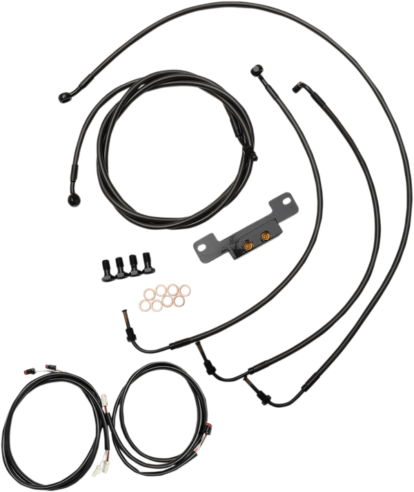 LA Choppers LA-8055KT3-19M Complete Handlebar Cable/Brake & Clutch Line/Wire Kit - Midnight Braided - sxspowersports