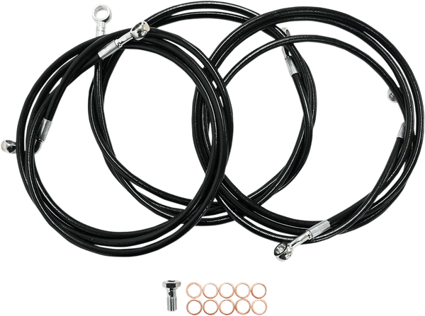 LA Choppers LA-8230B13B Black Vinyl-Coated Stainless Steel Brake Line Kit - 12-14in. Ape Hangers - sxspowersports