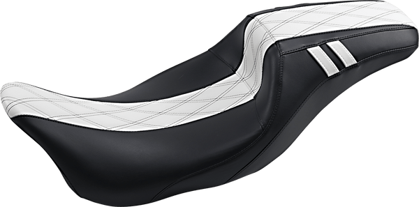 Le Pera LK-987DLGT1 Outcast Daddy Long Legs Seat with Backrest - Double Diamond Inlay Stitch - White - sxspowersports