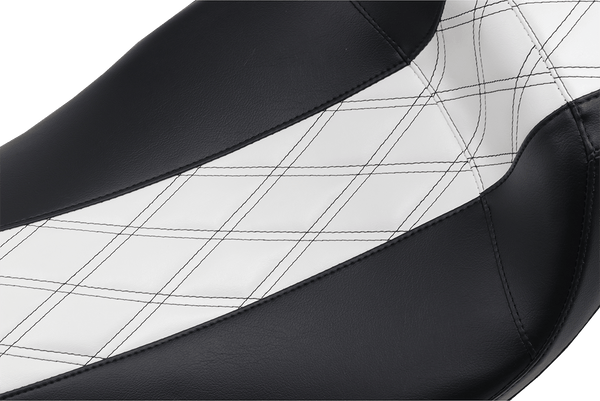 Le Pera LK-987DLGT1 Outcast Daddy Long Legs Seat with Backrest - Double Diamond Inlay Stitch - White - sxspowersports