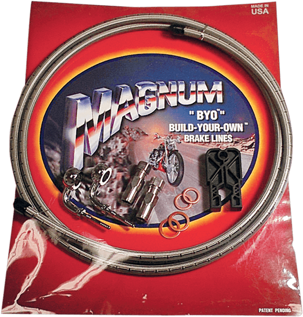 Magnum 490935A BYO Build-Your-Own DOT Dual Disc Brake Line Kit with 7ft. Brake Line - 35deg. Banjo - Black - sxspowersports
