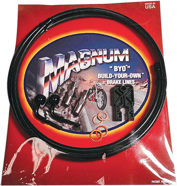 Magnum 496190A BYO Build-Your-Own DOT Single Disc Brake Line Kit with 6ft Brake Line - 90 Deg Banjo - Black - sxspowersports