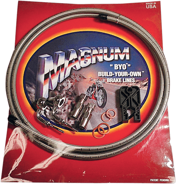 Magnum 496190A BYO Build-Your-Own DOT Single Disc Brake Line Kit with 6ft Brake Line - 90 Deg Banjo - Black - sxspowersports