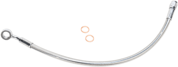 Magnum 57127 Polished Stainless Designer Series Front Upper Brake Line - 3/8in./10mm, 35deg. Banjo - 27in. - sxspowersports