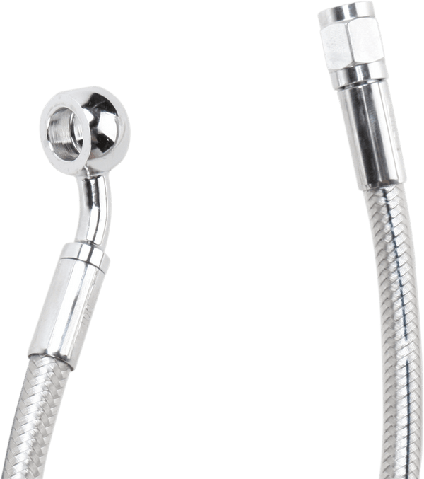 Magnum 57129 Polished Stainless Designer Series Front Upper Brake Line - 3/8in./10mm, 35deg. Banjo - 29in. - sxspowersports