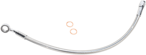 Magnum 57129 Polished Stainless Designer Series Front Upper Brake Line - 3/8in./10mm, 35deg. Banjo - 29in. - sxspowersports