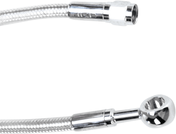 Magnum 57623 Polished Stainless Designer Series Front Upper Brake Line - 3/8in./10mm, 180deg. Banjo - 23in. - sxspowersports