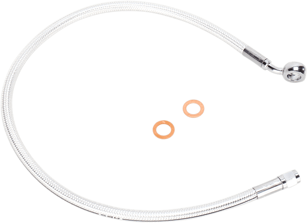 Magnum AS47121 Polished Stainless Designer Series ABS Front Upper Brake Line - 10mm., 180deg. Banjo - 34in. - sxspowersports