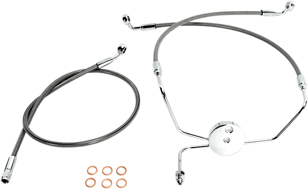 Magnum SSC1304-31 Clear Coated XR Stainless Front Brake Line Kit - 19in. Upper Brake Length - sxspowersports