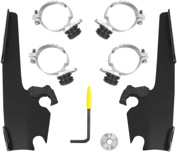 Memphis Shades MEB1716 Plates-Only Kit for Changing Sportshield to Fats/Slim or Batwing Fairing - Black - sxspowersports