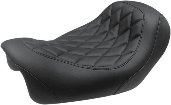 Mustang 75038 Wide Tripper Forward Solo Seat - Diamond Stitch - Black - sxspowersports