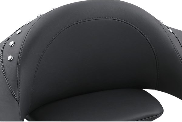 Mustang 75332 Extended Arm Wrap-Around Backrest - Ultra Touring - Smooth - Chrome Studs - sxspowersports