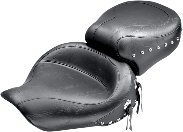 Mustang 75435 Wide Super Touring One-Piece Vintage Seat - Chrome Studs - sxspowersports