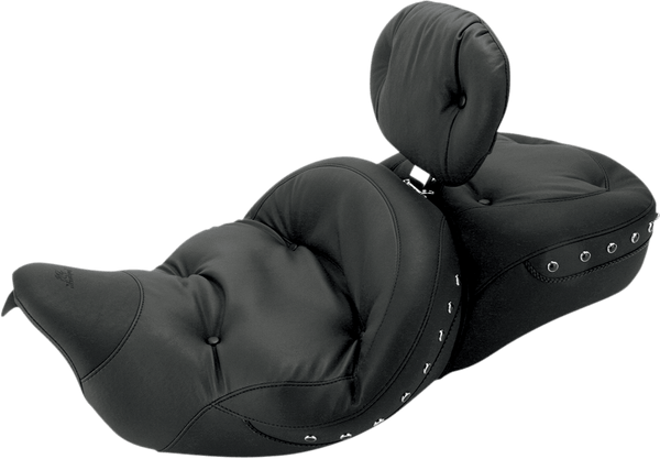 Mustang 79609 Regal Studded Super Touring Seat with Driver Backrest - Black Studs - sxspowersports
