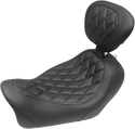Mustang 79799 Wide Tripper Solo Seat with Driver Backrest - Diamond Stitch - Black - sxspowersports