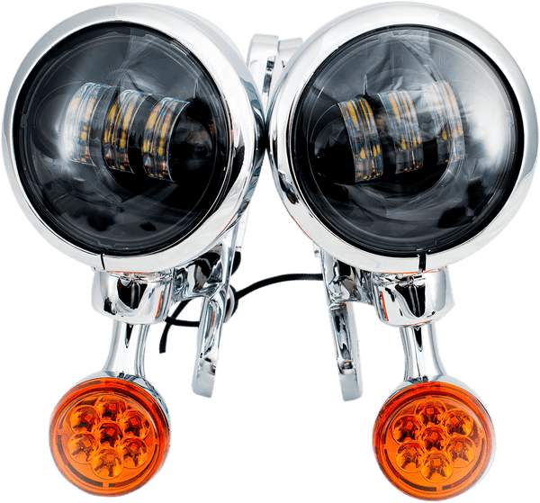 Rivco Products MV195 4.5in. LED Auxiliary Lights with Turn Signals - Black Brackets/Light Housings - sxspowersports