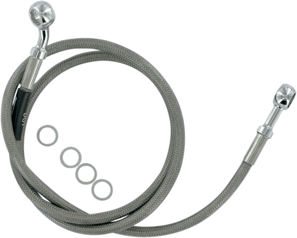 Russell R08781BC Extended Length Braided Front Brake Line Kit - +8in. Length Upper - Black - sxspowersports