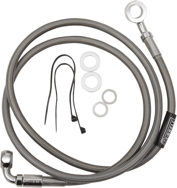 Russell R08975 Pro Swivel Universal Brake Hose - Stainless Steel - 7/16in.,Straight Upper Banjo - 46in. Length - sxspowersports