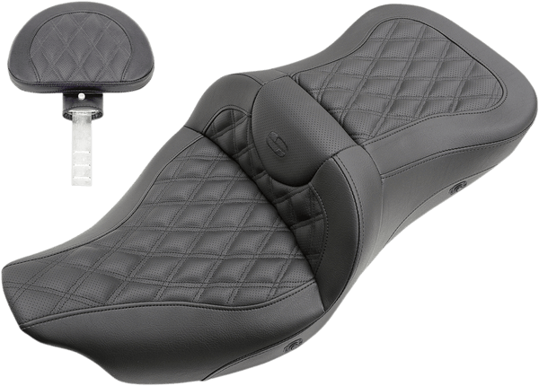 Saddlemen 808-07B-185TBRH Heated Road Sofa Seat with Backrest - Carbon Fiber - sxspowersports