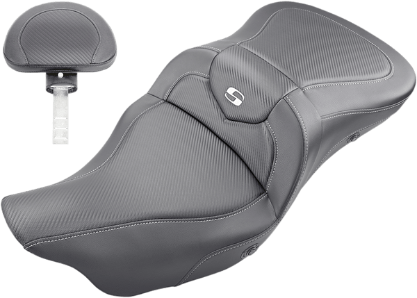 Saddlemen 808-07B-186HCT Extended Reach Heated Road Sofa CF Seat without Drivers Backrest - sxspowersports