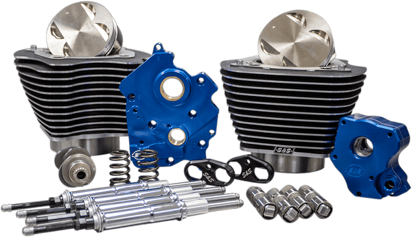 S&S Cycle 310-1051 M8 Power Package Kit - Water Cooled, Gear Drive, Highlighted Fins, Chrome Pushrod Tubes - sxspowersports