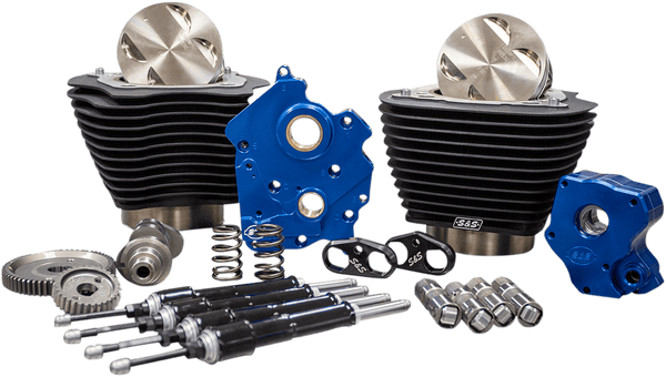 S&S Cycle 310-1051 M8 Power Package Kit - Water Cooled, Gear Drive, Highlighted Fins, Chrome Pushrod Tubes - sxspowersports
