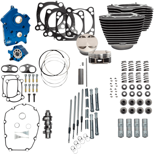 S&S Cycle 310-1108A 128in. Power Packages for M-Eight with Highlighted Fins - Gear Drive Cam - Black Granite - sxspowersports