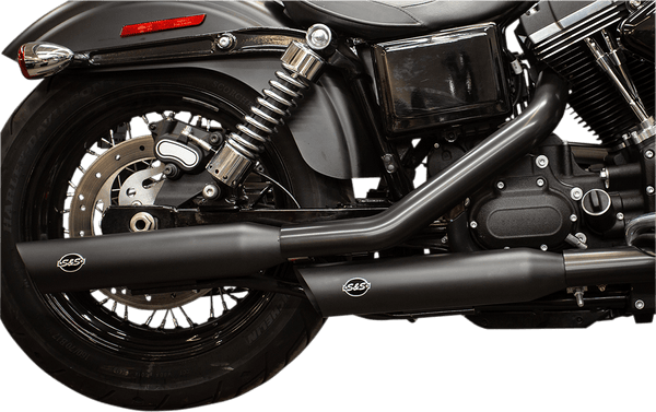 S&S Cycle 550-0724 Slash-Cut Slip On Mufflers - Black Ceramic - sxspowersports