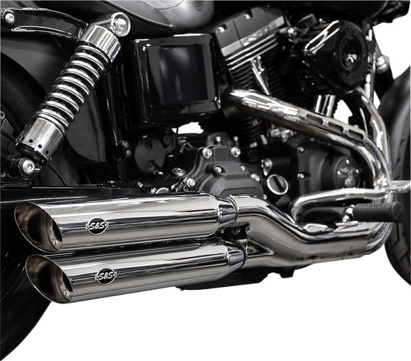 S&S Cycle 550-0724 Slash-Cut Slip On Mufflers - Black Ceramic - sxspowersports