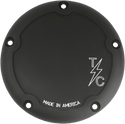 Thrashin Supply Company TSC-3011-4 Derby Cover - Dished - Machine Cut Black Anodized - sxspowersports