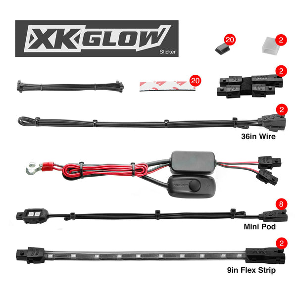 XK GLOW XK034001-A Single Color Motorcycle LED Accent Light Strip Kit - sxspowersports