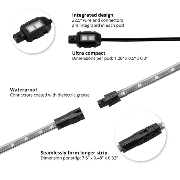 XK GLOW XK034001-A Single Color Motorcycle LED Accent Light Strip Kit - sxspowersports