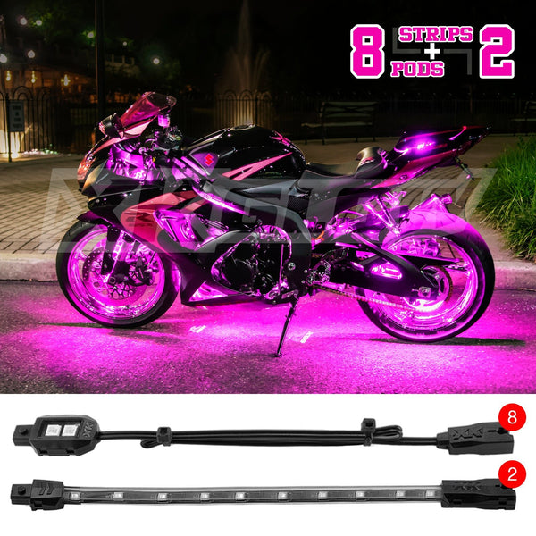 XK GLOW XK034001-P Single Color Motorcycle LED Accent Light Strip Kit - sxspowersports