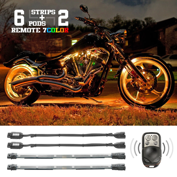 XK GLOW XK034015 Multi-color Motorcycle LED Accent Light Kit w/Remote Key Fob - sxspowersports