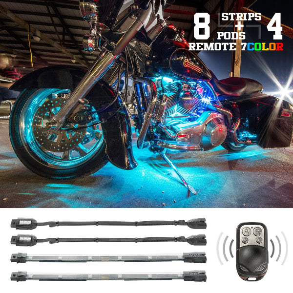 XK GLOW XK034016 Multi-color Motorcycle LED Accent Light Kit w/Remote Key Fob - sxspowersports