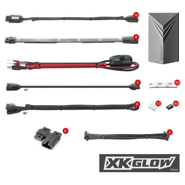 XK GLOW XK034017 Multi-color Motorcycle LED Accent Light Kit w/Remote Key Fob - sxspowersports