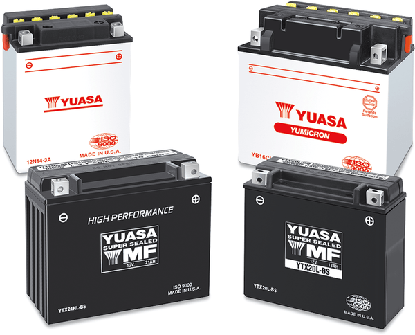 Yuasa YUAM7RH4L Factory Activated Maintenance Free 12V Battery - YTX14L - sxspowersports